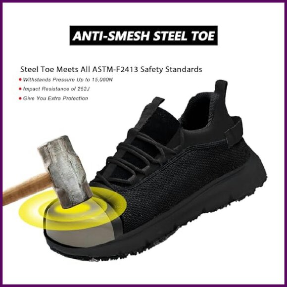 Steel Toe Work Sneakers Waterproof Lightweight Non Slip Safety Shoes - Picture 5 of 8